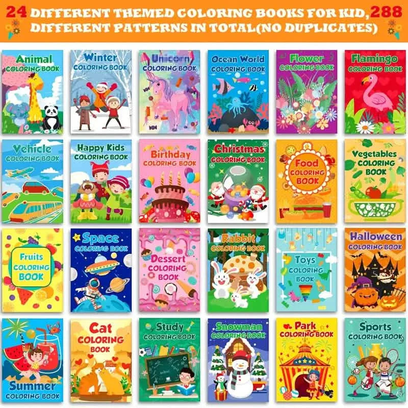 24-Pack: Small Coloring Books For Kids Ages 4-12