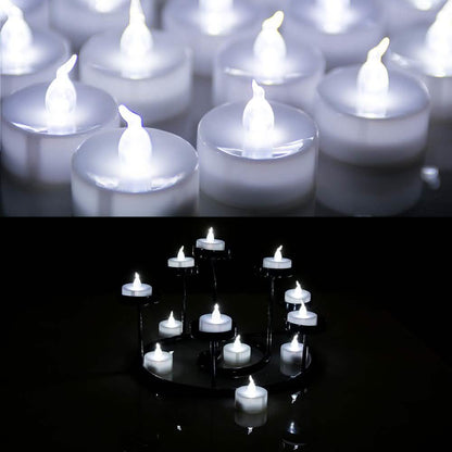 24-Pack: White LED Tealight Timer Candles Battery Operated Flameless Smokeless