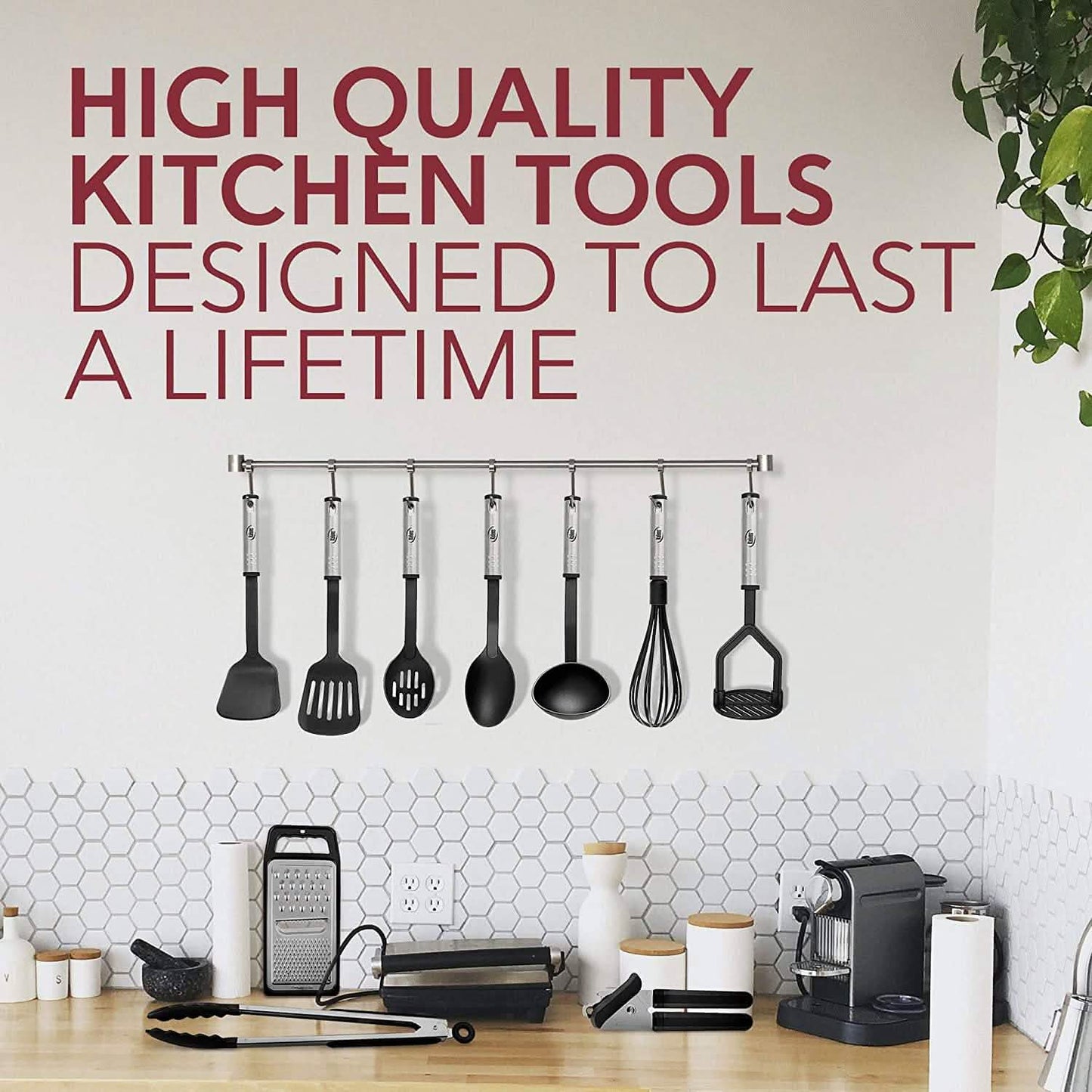 24-Piece Set: Nylon and Stainless Steel Utensil Set