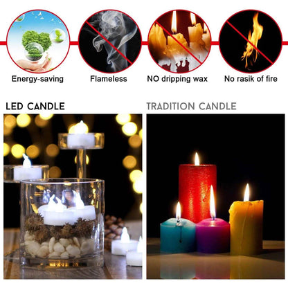 24-Piece: Warm White LED Tealight Flameless Smokeless Candles