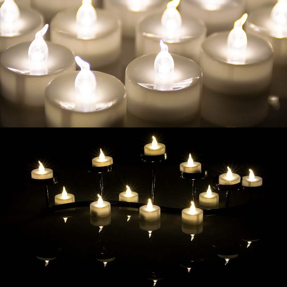 24-Piece: Warm White Tealights Timer Flameless Smokeless Candles
