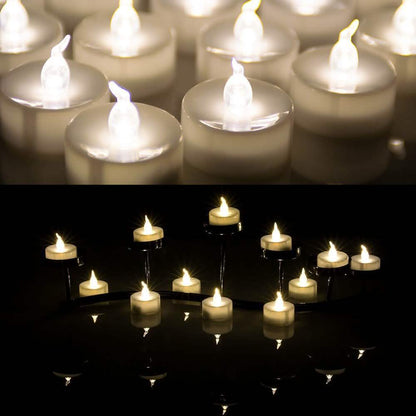 24-Piece: Warm White Tealights Timer Flameless Smokeless Candles