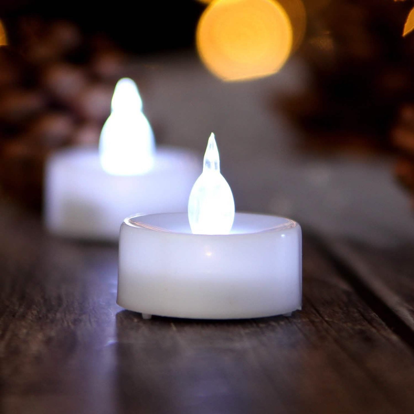 24-Pieces: Cool White LED Flameless Tealight Smokeless Timer Candles