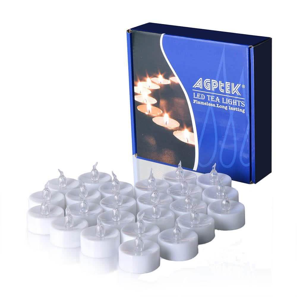 24-Pieces: Cool White LED Flameless Tealight Smokeless Timer Candles