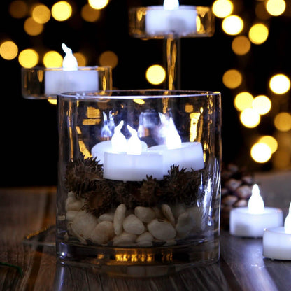 24-Pieces: Cool White LED Flameless Tealight Smokeless Timer Candles