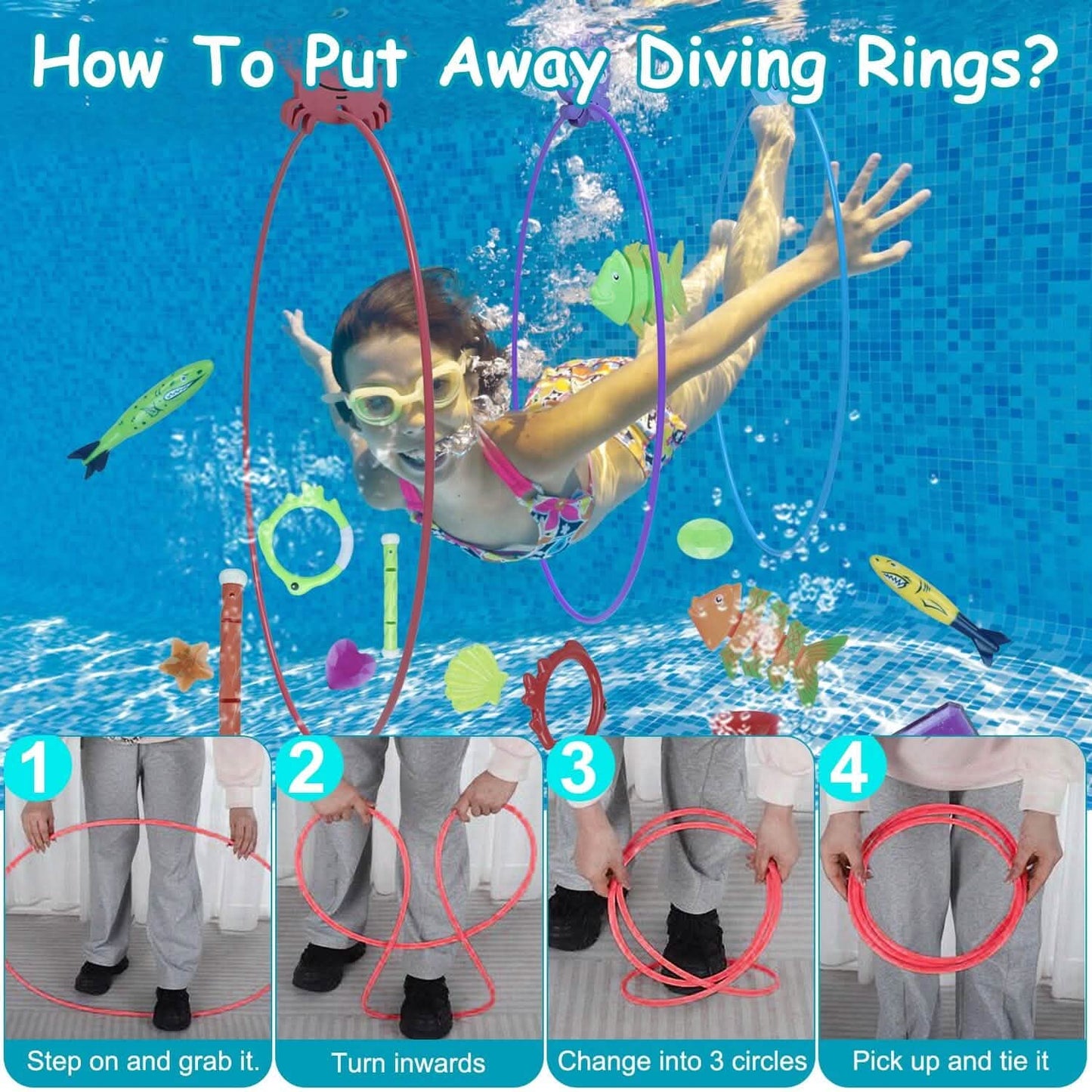 24-Pieces: Diving Toys Swimming Pool for Aged 3+ Years Old