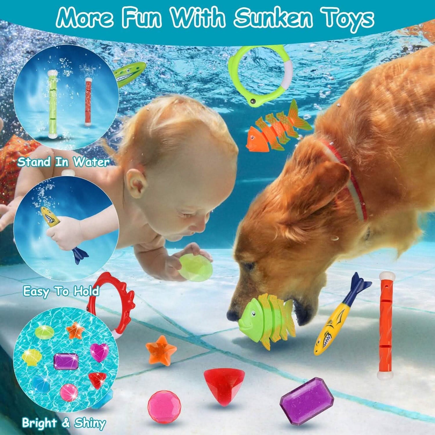 24-Pieces: Diving Toys Swimming Pool for Aged 3+ Years Old