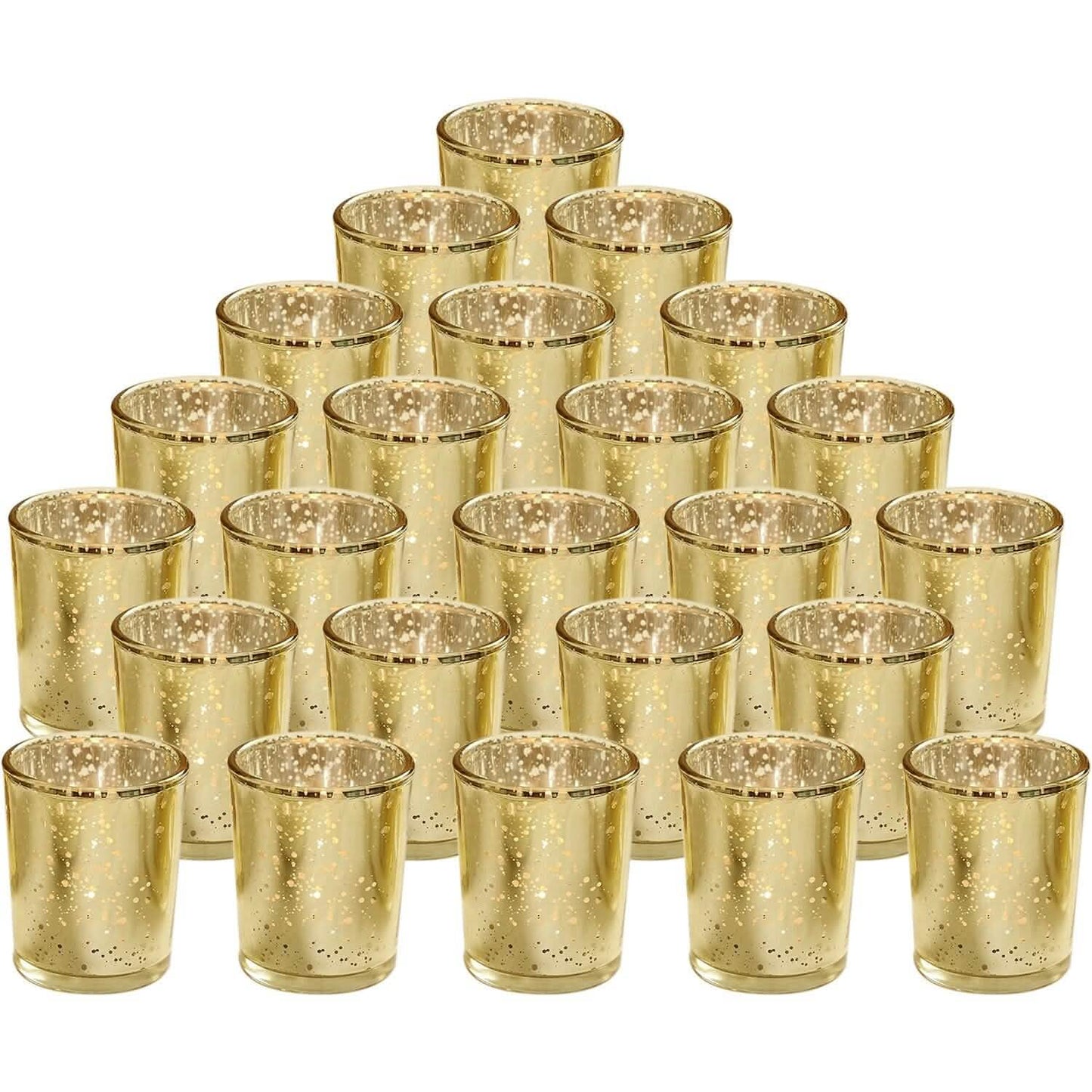 24-Pieces Gold Votive Tealights Candle Holder Mercury Glass