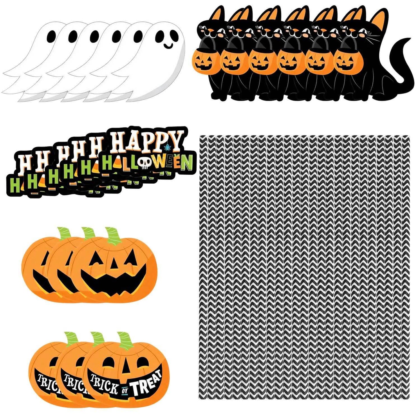 24-Pieces: Halloween Party Striped Decorative Paper Straws