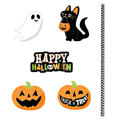 24-Pieces: Halloween Party Striped Decorative Paper Straws
