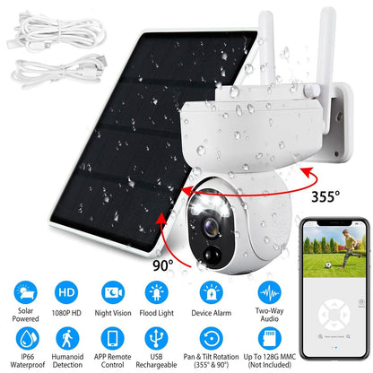 2.4G Wifi Solar Wireless 1080P Surveillance Camera with Flood Light Night Vision