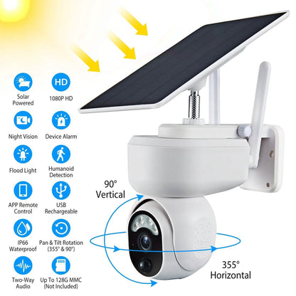 2.4G Wifi Solar Wireless 1080P Surveillance Camera with Flood Light Night Vision