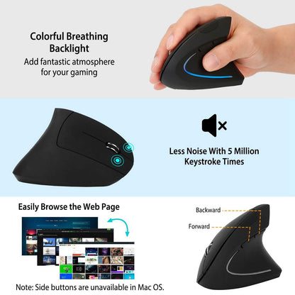 2.4G Wireless Vertical Mouse Ergonomic Optical Mice