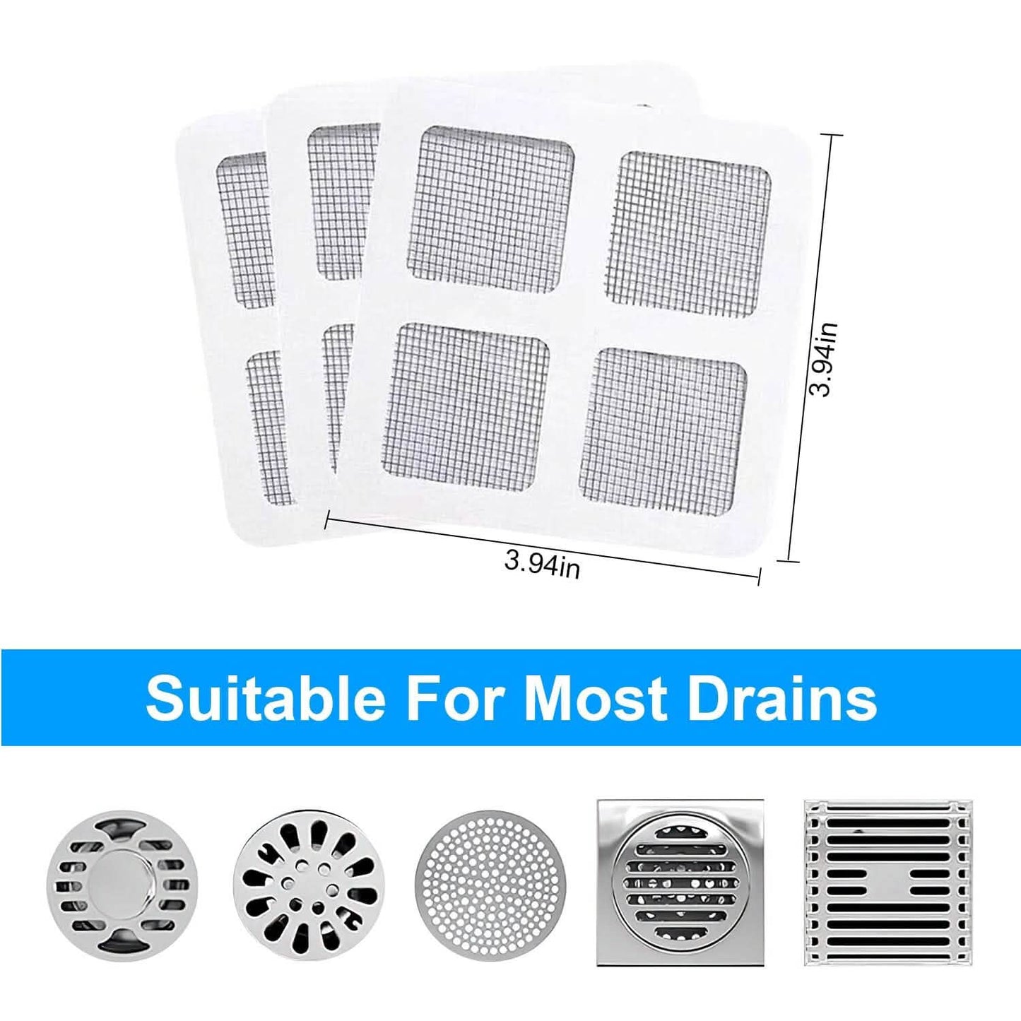 25-Pack:  3.94 x 3.94" Disposable Floor Drain Sticker Hair Catcher