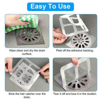 25-Pack:  3.94 x 3.94" Disposable Floor Drain Sticker Hair Catcher
