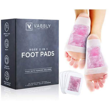 25-Pack: Rose Aroma Bamboo Vinegar Foot Pads with Herbal Foot Bath Powder
