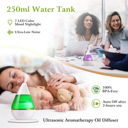 250 ML Cool Mist Humidifier with 7 Color Changeable LED Lights
