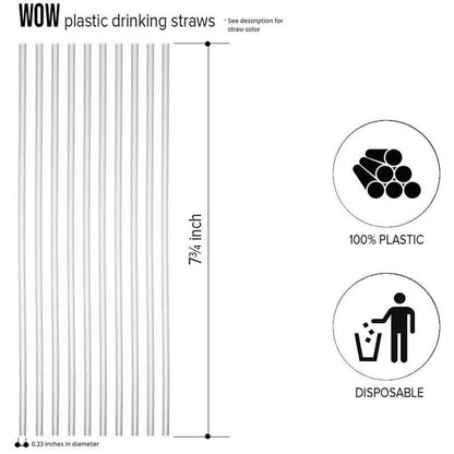 250-Pieces: Wow Plastic Neon Disposable Plastic Drinking Straws