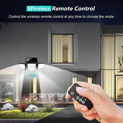 2500 Lumens 210 LED Outdoor Solar Security Light with Remote Control & Motion Sensor