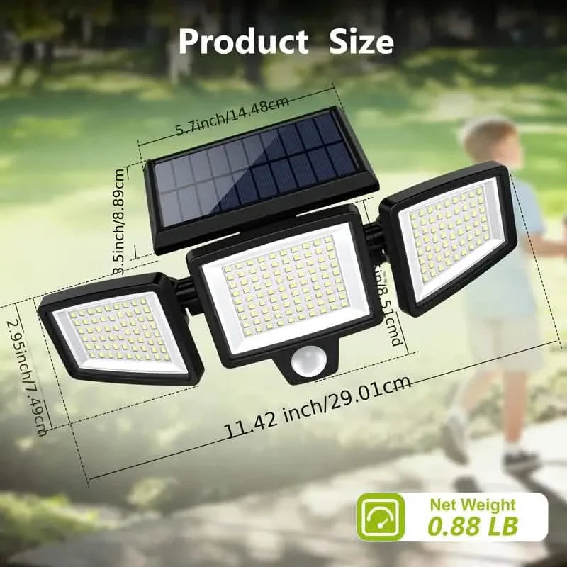 2500 Lumens 210 LED Outdoor Solar Security Light with Remote Control & Motion Sensor
