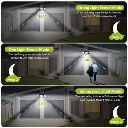 2500 Lumens 210 LED Outdoor Solar Security Light with Remote Control & Motion Sensor