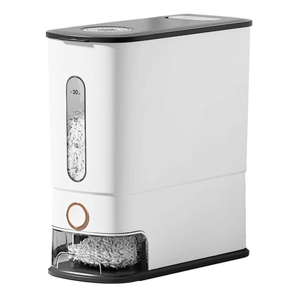 25LBS Vertical Rice Dispenser With Dustproof Lid Large Capacity Grain Storage Container With Measuring Cup Built-In