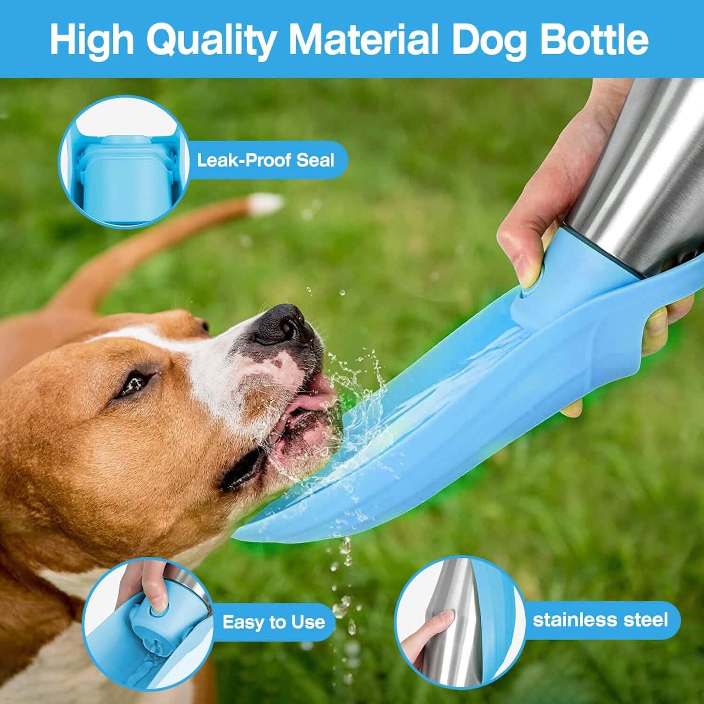 25oz Portable Dog Stainless Steel Water Dispenser Leak Proof Design