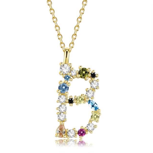 26 Alphabet Necklaces Opal Zirconia 925 Sterling Silver Necklace