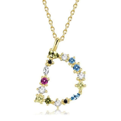 26 Alphabet Necklaces Opal Zirconia 925 Sterling Silver Necklace