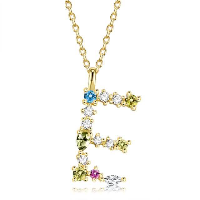26 Alphabet Necklaces Opal Zirconia 925 Sterling Silver Necklace