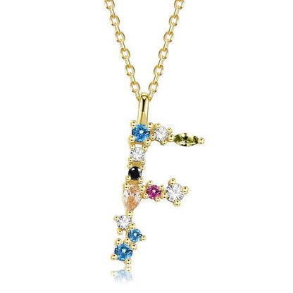 26 Alphabet Necklaces Opal Zirconia 925 Sterling Silver Necklace