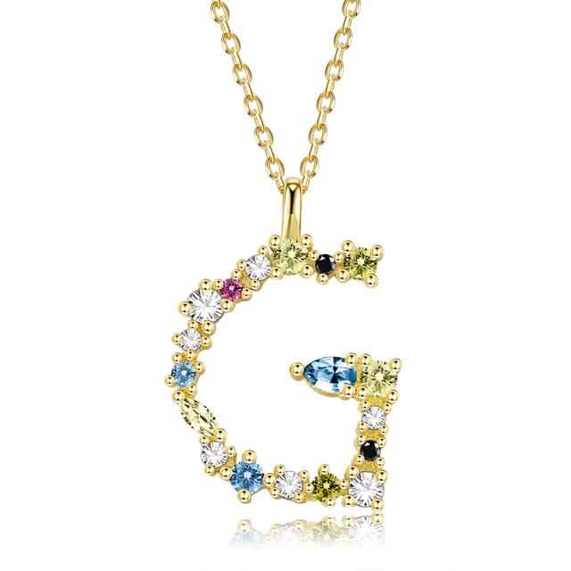 26 Alphabet Necklaces Opal Zirconia 925 Sterling Silver Necklace