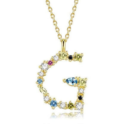26 Alphabet Necklaces Opal Zirconia 925 Sterling Silver Necklace