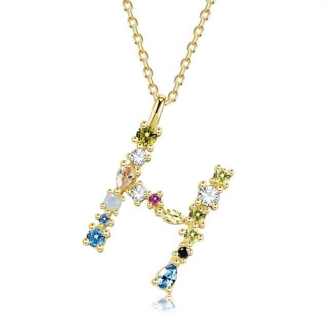 26 Alphabet Necklaces Opal Zirconia 925 Sterling Silver Necklace