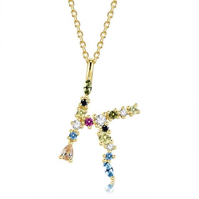26 Alphabet Necklaces Opal Zirconia 925 Sterling Silver Necklace