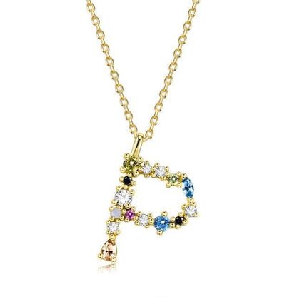 26 Alphabet Necklaces Opal Zirconia 925 Sterling Silver Necklace