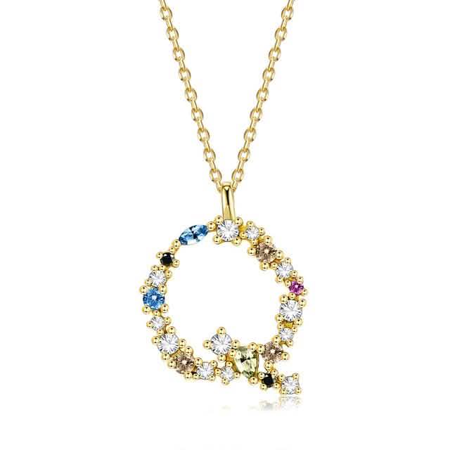 26 Alphabet Necklaces Opal Zirconia 925 Sterling Silver Necklace