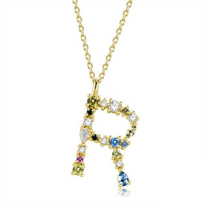 26 Alphabet Necklaces Opal Zirconia 925 Sterling Silver Necklace