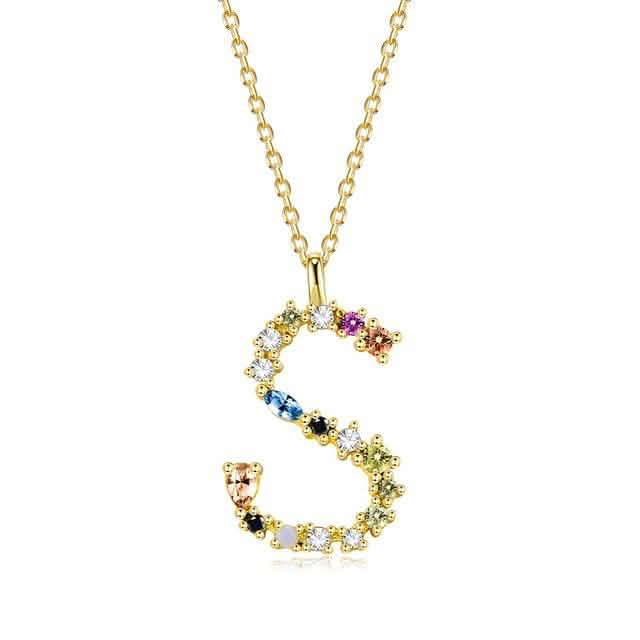 26 Alphabet Necklaces Opal Zirconia 925 Sterling Silver Necklace