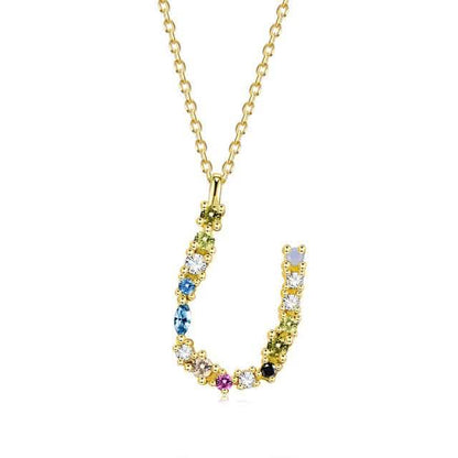 26 Alphabet Necklaces Opal Zirconia 925 Sterling Silver Necklace