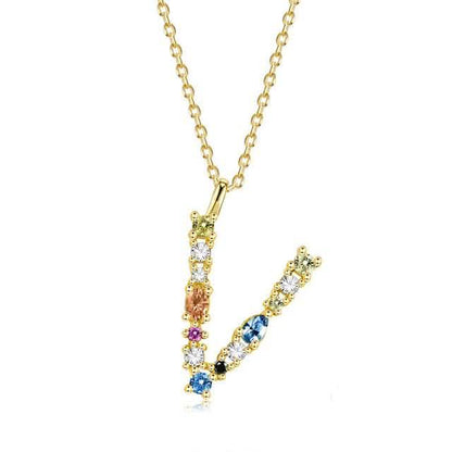 26 Alphabet Necklaces Opal Zirconia 925 Sterling Silver Necklace