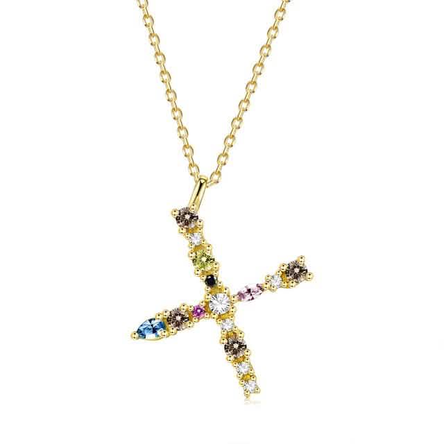 26 Alphabet Necklaces Opal Zirconia 925 Sterling Silver Necklace