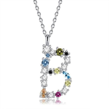 26 Alphabet Necklaces Opal Zirconia 925 Sterling Silver Necklace