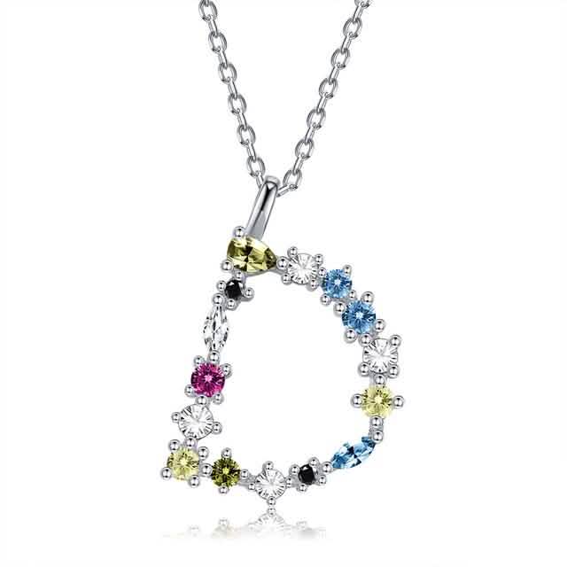 26 Alphabet Necklaces Opal Zirconia 925 Sterling Silver Necklace