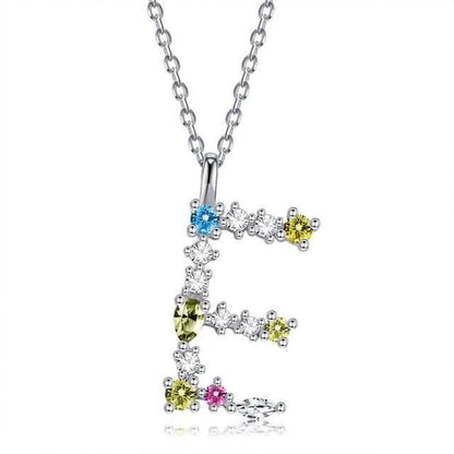 26 Alphabet Necklaces Opal Zirconia 925 Sterling Silver Necklace