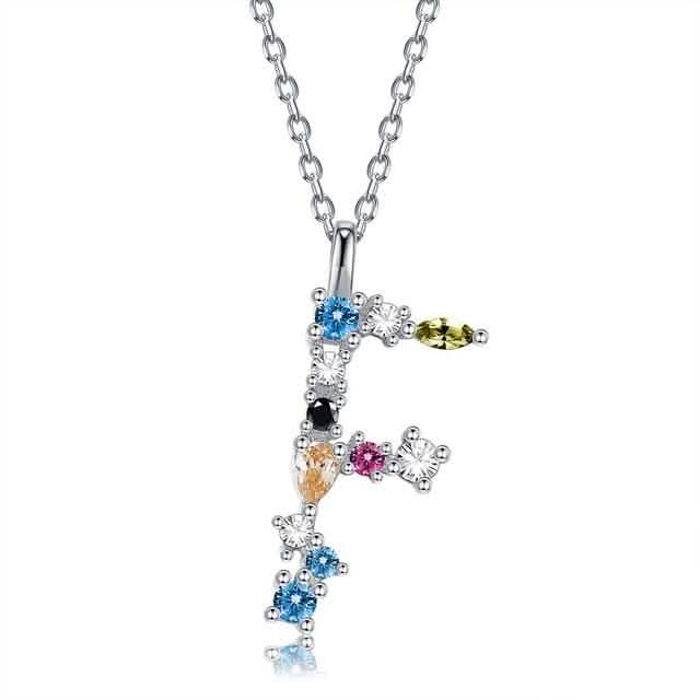 26 Alphabet Necklaces Opal Zirconia 925 Sterling Silver Necklace