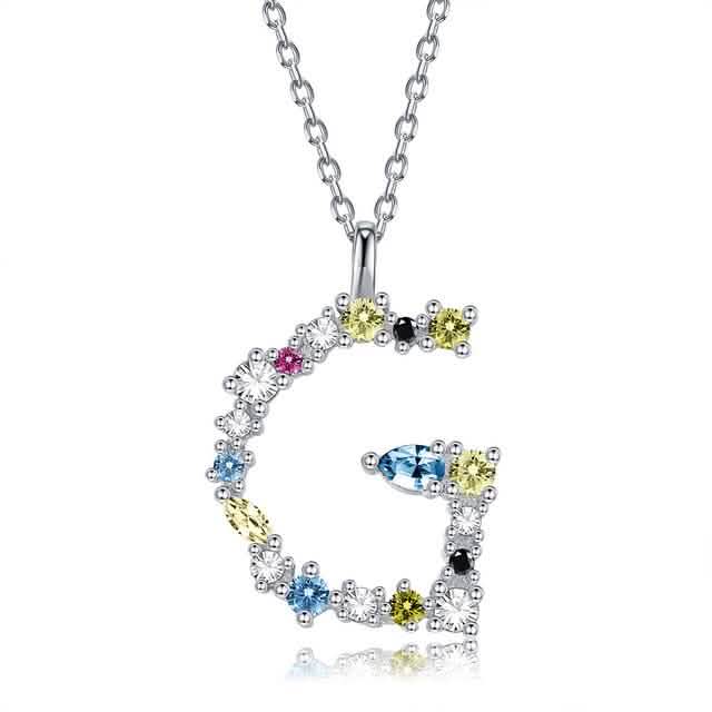 26 Alphabet Necklaces Opal Zirconia 925 Sterling Silver Necklace