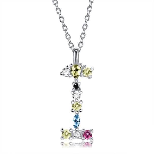 26 Alphabet Necklaces Opal Zirconia 925 Sterling Silver Necklace