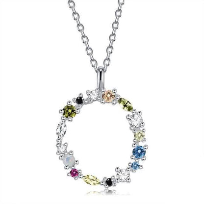 26 Alphabet Necklaces Opal Zirconia 925 Sterling Silver Necklace