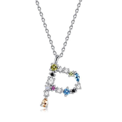 26 Alphabet Necklaces Opal Zirconia 925 Sterling Silver Necklace